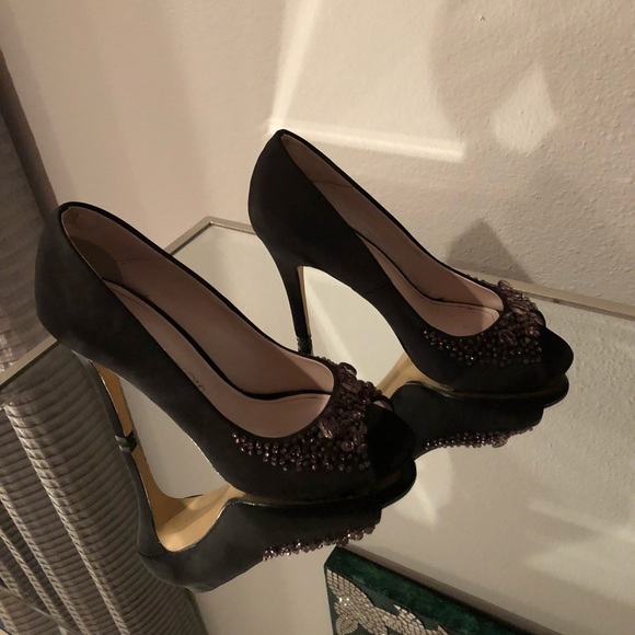 Caparros Black Peep Toe shoes with rhinestones - Picture 2 of 8